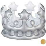 Relaxdays 10024254_55 opblaasbare kroon, kostuum accessoire, carnaval, fancy dress, prinses, koning, verjaardag, diff. Kleuren, BPA-vrij PVC, zilver, 16 x 21 cm