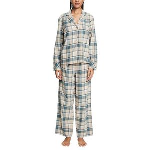ESPRIT Geruit flanellen pyjamaset, blauwgroen, L, Blauwgroen