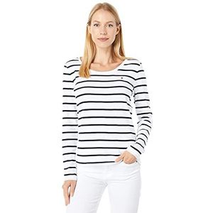 Tommy Hilfiger T-shirt met lange mouwen met ronde hals voor dames, Helder wit Sky Captain strepen