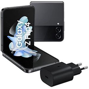Samsung Galaxy Z Flip4 smartphone 5G, inclusief oplader, Sim Free Android opvouwbare telefoon, 128 GB, AMOLED Dynamic Display 2 x 6,7 inch Super AMOLED 1,9 inch 1,2 grafiet 2022 [Italiaanse versie]