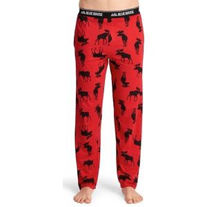 Hatley heren pyjamabroek jersey, Eland op rood.