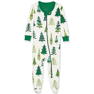 Hatley Organic Cotton Footed Sleepsuit pantoffels voor baby's, meisjes, Glow-in-the-dark kerstbomen