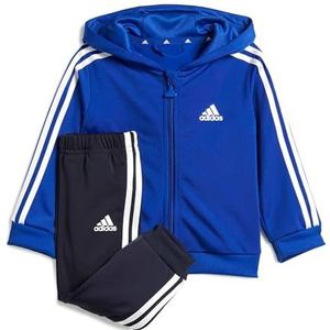 adidas Uniseks baby trainingsbroek Essentials Shiny Hooded Track Suit, semi helder blauw/wit, 9-12 maanden