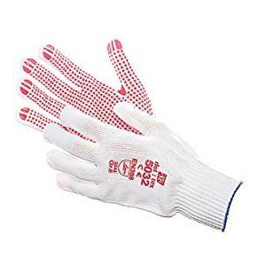 Jah 12 paar gebreide handschoenen katoen nylon wit maat 6