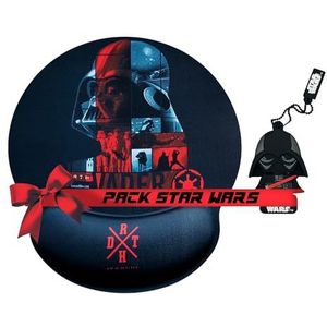 WONDEE Pack Star Wars Cadeaux, Clé USB 32 Go + Tapis Souris Ergonomique de Dark Vador - Cadeaux originaux Fans de Dark Vador, Star Wars Merchandising Officiel