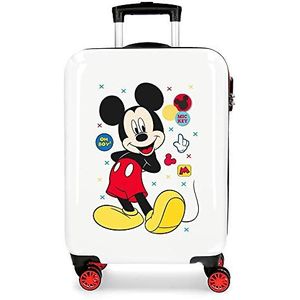 Disney Mickey Enjoy the Day cabinekoffer, wit, 40 x 55 x 20 cm, stijf, ABS, zijcombinatiesluiting, 34 liter, 2,8 kg, 4 dubbele wielen, handbagage, Meerkleurig, Handbagage koffer