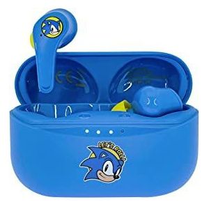 OTL Technologies Sonic The Hedgehog Bluetooth-hoofdtelefoon voor kinderen, draadloos, V5.0, met oplaadbox, blauw