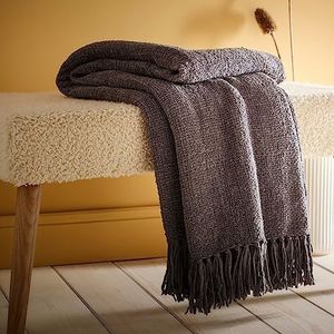 Appletree Loft Chenille Sprei, gestructureerd, 130 x 180 cm, antraciet