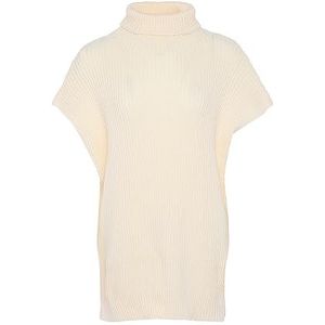 Blonda Gilet à col roulé sans manches en tricot pour femme Blanc cassé Taille XL/XXL, Blanc cassé, XL