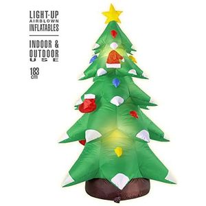 Widmann 7506T Opblaasbare kerstboom verlicht met geïntegreerde ventilator 183 cm decoratief element