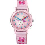 Princess Lillifee horloge voor meisjes en kinderen, analoog, kwarts, met textielarmband, roze, 3 bar, waterdicht, levering in geschenkdoos, 2031756, aluminium, Roze, riem