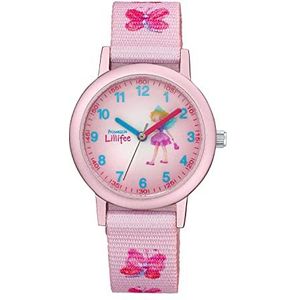 Princess Lillifee horloge voor meisjes en kinderen, analoog, kwarts, met textielarmband, roze, 3 bar, waterdicht, levering in geschenkdoos, 2031756, aluminium, Roze, riem