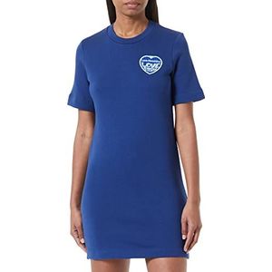 Love Moschino Dames T-shirt met korte mouwen met hartdruk blauw 44, Blauw