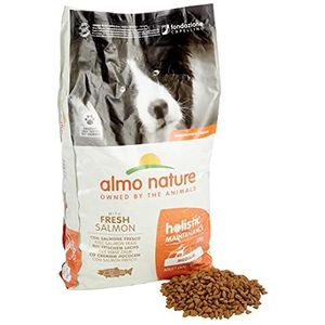 Almo Nature Holistic Adult Dog Maintenance Medium - met verse zalm en rijst, compleet droogvoer voor volwassen honden - middelgrote rassen - 12 kg