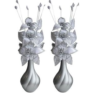 Flourish Creative Florals 5055278797683 vaas met kunstmatige bloemen, glas, zilver, grijs, paar, 32 cm