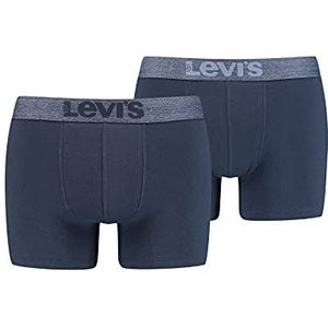 Levi's Levi's Melange Waistband Organic Cotton Men's Boxer Briefs 2 Pack heren boxershorts, Mood Indigo, XL