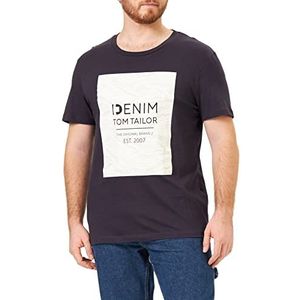 TOM TAILOR Denim Heren T-shirt met opdruk, 15037 - Light Wood Brown, M, 15037 - Light Wood Brown