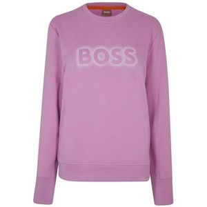 BOSS C Elaboss Katoenen sweatshirt voor dames met logo-print, Licht/pastelroze 680