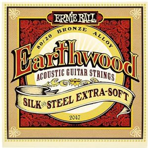 Ernie Ball Earthwood Silk and Steel Extra zachte snaren brons 80/20 voor akoestische gitaar, dikte 10-50