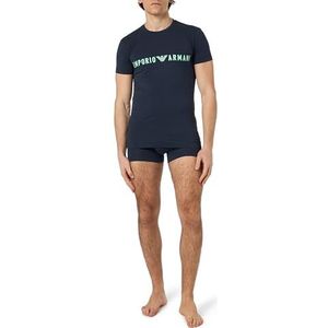 EMPORIO ARMANI Megalogo T-shirt van stretchkatoen + onderbroek voor heren (1 stuk), Navy Blauw