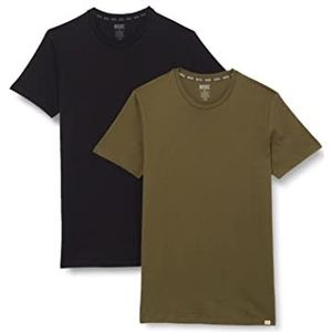 Diesel Umtee-Randal-Tube-twopack T-shirt voor heren, verpakking van 2 stuks, Zwart/Groen