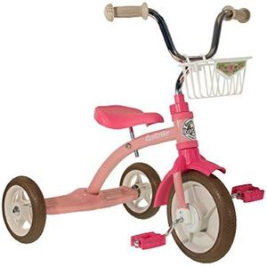 Italtrike - Super Lucy driewieler - 10 inch - met grote voetensteun achter, mand en verstelbaar zadel - vanaf 2 jaar - vintage look - roze