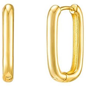 Brandlinger ® hoekige statement oorbellen zilver 925. Creolen rechthoekig. Sieraden dames verguld met 18 karaat (zilver en goud) voor vrouwen en meisjes. Grootte van de hoepels 20,3 mm., Verguld