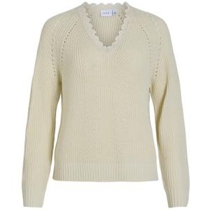 VILA Vioa New L/S V-hals Lace Knit Top/Pb Vioa New L/S Damestop met kant en V-hals (1 stuk), Berk