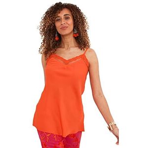 Joe Browns T-shirt Basique Soyeux avec Bordure en Dentelle Chemise Cami pour Femme, orange, 44