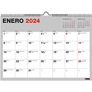 Miquelrius-wandkalender voor 18 maanden, juli 2023 tot en met december 2024, A4-formaat, grijs