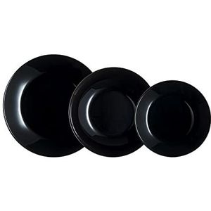 Luminarc Arcopal Zelie Black glazen servies, 12-delig, 4 personen, zwart