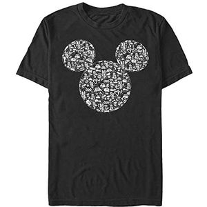 Disney T- Shirt À Manches Courtes Mickey Icons Fill Organic Mixte, Noir, S