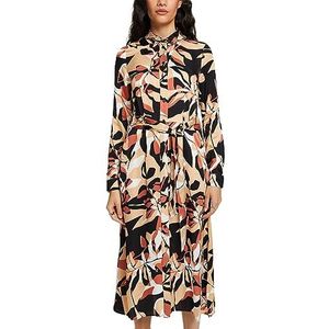 ESPRIT Collection Jurk met satijnen print, zand, 38, Zand