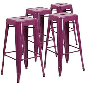 Flash Furniture Barkruk met hoge rugleuning, 76,2 cm, violet, 4 stuks