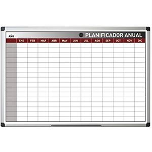 Bi-Office Magneetplanner jaarplanner met aluminium frame 90 x 60 cm