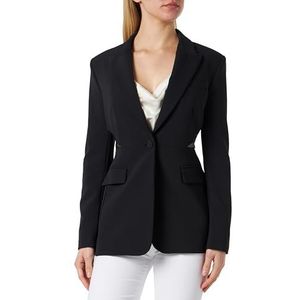 Pinko Nénufeo Damesblazer technische stretch crêpejas + gelamineerd kant, Z99_Zwart Limousine