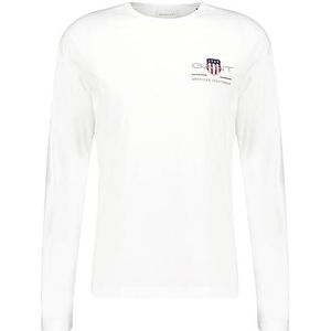 GANT Reg Medium Archive Shield Ls T T-shirt voor heren, Wit
