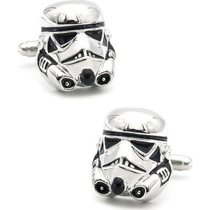 SUMA SHOP Movie Ontwerp Compatibel voor Star Wars Stormtrooper Manchetknopen Voor Mannen Kwaliteit Materiaal Koper Kleur Zilver Armband Links, Metaal, Koper