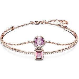 Swarovski Stilla armband met stijve ring en zachte ketting, versierd met kleurloze kristallen en roze en paarse stenen, roségoud verguld, Lak