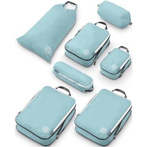TRIPPED Travel Gear - 7 stuks grote reisopbergkubussen - Extra grote compressiebagage-organizers - Ultralichte, rekbare/compressiezakken voor