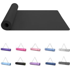 Good Nite Yogamat, voor training, pilates, fitness, voor dames en heren, antislip, dik, 6 mm, hoge dichtheid, met TPE-draagriem
