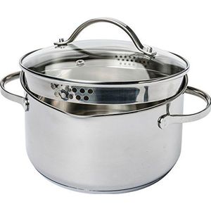 KRÜGER 101016 A braadpan met uitloop 16 cm, roestvrij staal, zilverkleurig