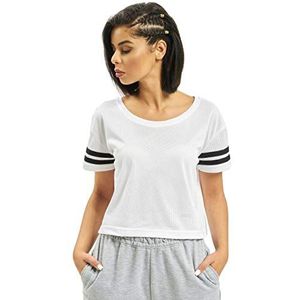 Urban Classics Dames Mesh Short Tee Dames T-Shirt, meerkleurig (wit/zwart 224).
