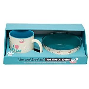 Mr Wonderful Set Tasse et Mangeoire - Pet Lovers, Cats Make Me Happy