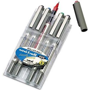 Uni-ball UB157/5 ASS02 rollerbalpen, vloeibare inkt, 0,7 mm, 5 stuks, verschillende kleuren