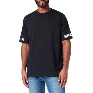 JP 1880 Jay-pi Henley Flexnamic, Fitness, Halve Mouw T-shirts voor heren, zwart.