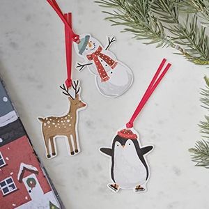Ginger Ray Kerstcadeauhangers met sneeuwpop, rendier en pinguïn, 9 stuks
