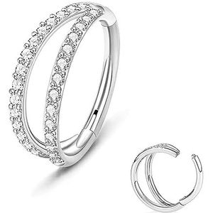 Eshioner 1 Piercing in hypoallergeen titanium G23 en zirkoniumoxide, kleine dunne ring voor neus, lip en oor, tragus, kraakbeen, helix, maten 18/16, 8-10-12 mm, zwart, zilver, goud, Titanium, Geen