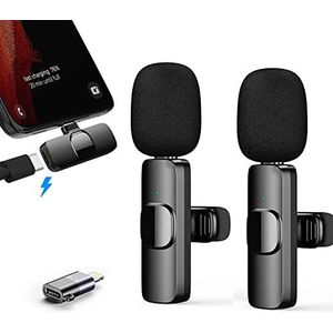 XYvee Lavaliermicrofoon voor iPhone/Android, mini-microfoon, draadloos, plug & play, clip-on microfoon voor YouTube/Facebook Live Stream, TikTok vlog (geen app en Bluetooth vereist)