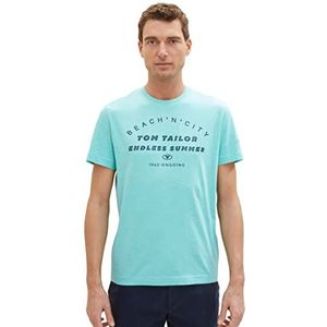 TOM TAILOR T-shirt basique pour homme avec imprimé, 32036 - Aqua Streaky Melange, L